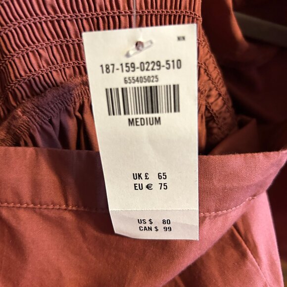 Abercrombie & Fitch Smocked Angel Sleeve Tiered Midi Dress - Rust - Size M - Picture 6 of 10